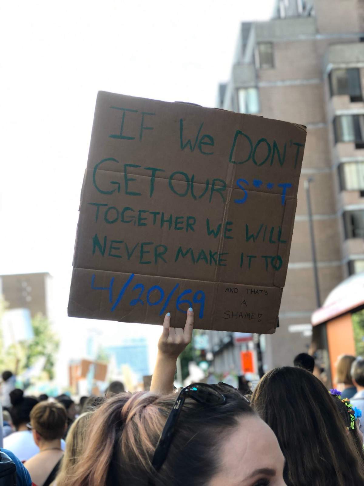 A sign at Montreal’s climate march on Sept. 27, 2019.
