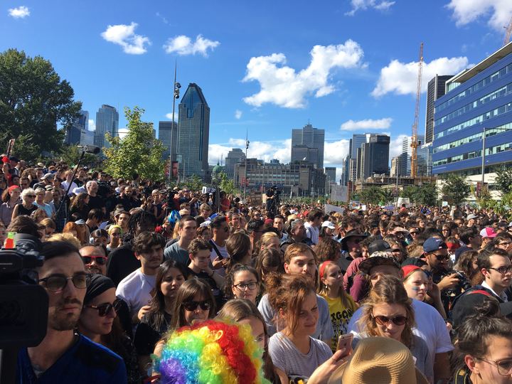Montrealers of all ages marching in the climate change strike in downtown Montreal on Sept. 27, 2019.