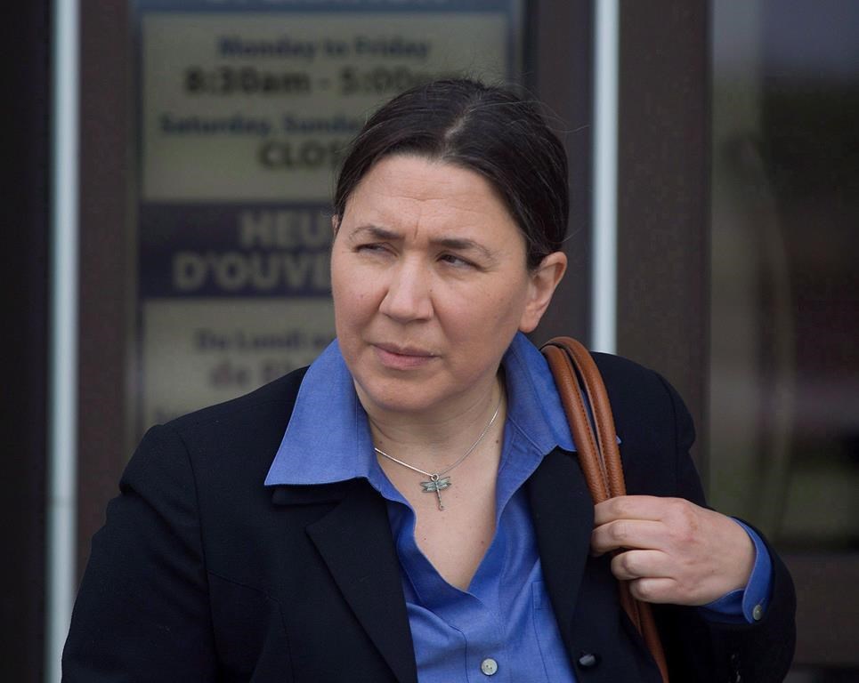 RCMP Const. Shelly Mitchell leaves the court house in Moncton, N.B. on Tuesday, May 9, 2017.