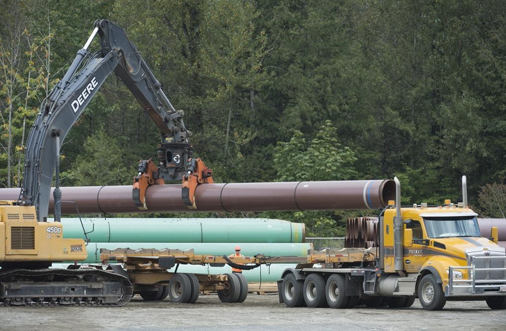 Pipeline pipes are seen at a Trans Mountain facility near Hope, B.C., Thursday, Aug. 22, 2019.