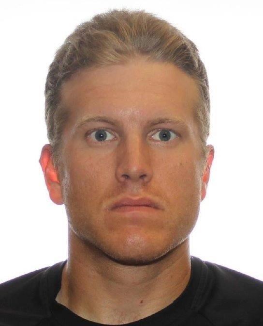 Patrik Mathews is shown in this undated police handout photo. His vehicle was found abandoned Monday on a rural property near Piney, in southern Manitoba near the United States border.