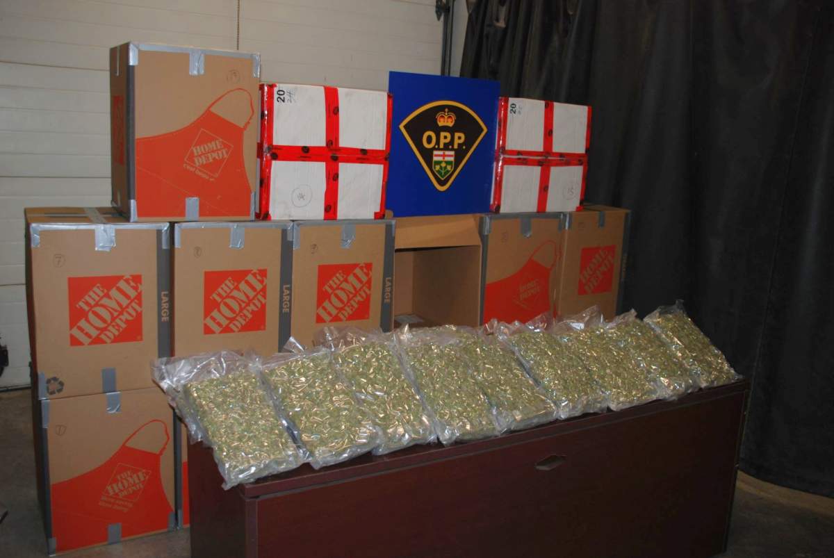 Northumberland OPP say officers seized nearly $2 million worth of cannabis during a traffic stop in Cobourg on Saturday.