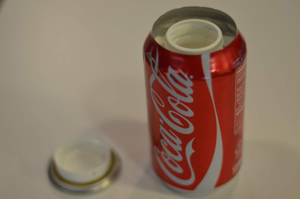 An example of the tools that the former CSIS operative provided to Global News. This photo shows a hollowed-out Coca-Cola can that would be used to pass documents.