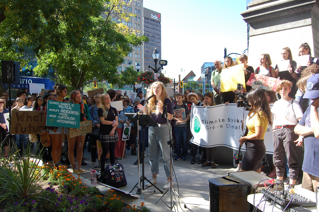 Lane O’Hara Cooke speaks at Hamilton’s #FridaysForFuture climate strike.