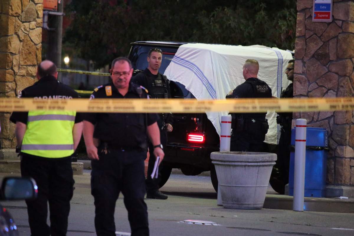 Dozens of police officers remain in the area of 188th and Fraser Hwy.