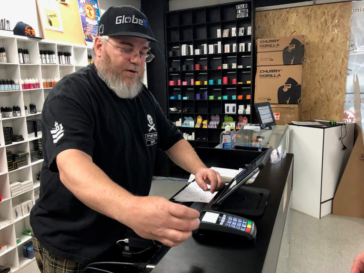 Lars Van Kessel, owner of It's Not Smoke, It's Just Vapour in London .