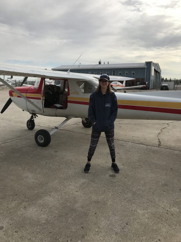 Sara Striker after her solo flight.