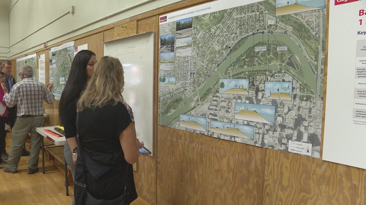 Plans for a flood barrier are unveiled at an open house on Tuesday.