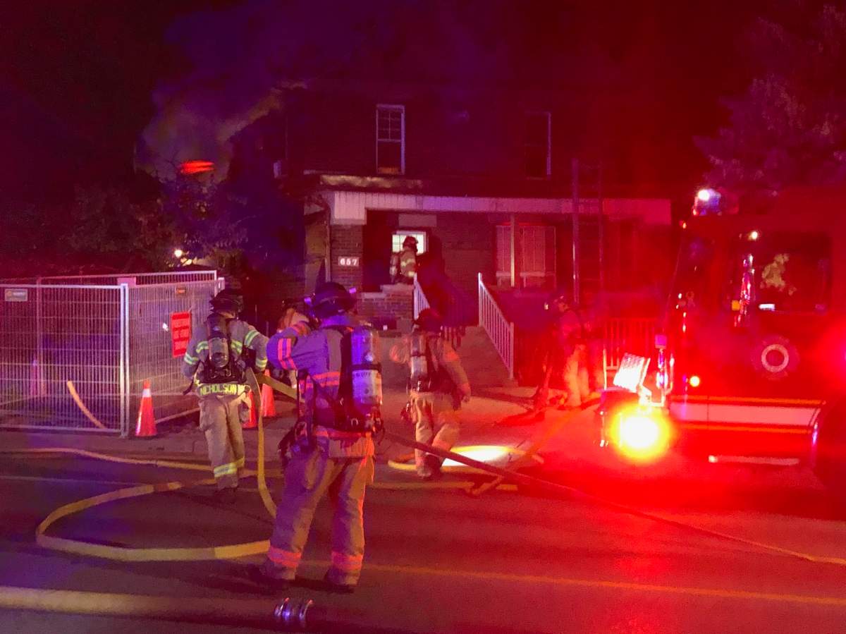 London fire crews battle an apartment building blaze at Hamilton Road and Egerton Street.