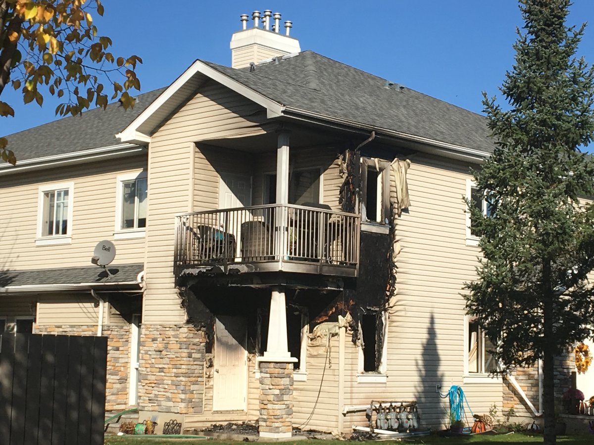A fire broke out in a carriage-style building at the Riverside Gate condo complex off Hanna Crescent in southwest Edmonton's Haddow neighbourhood. Monday, September 23, 2019.