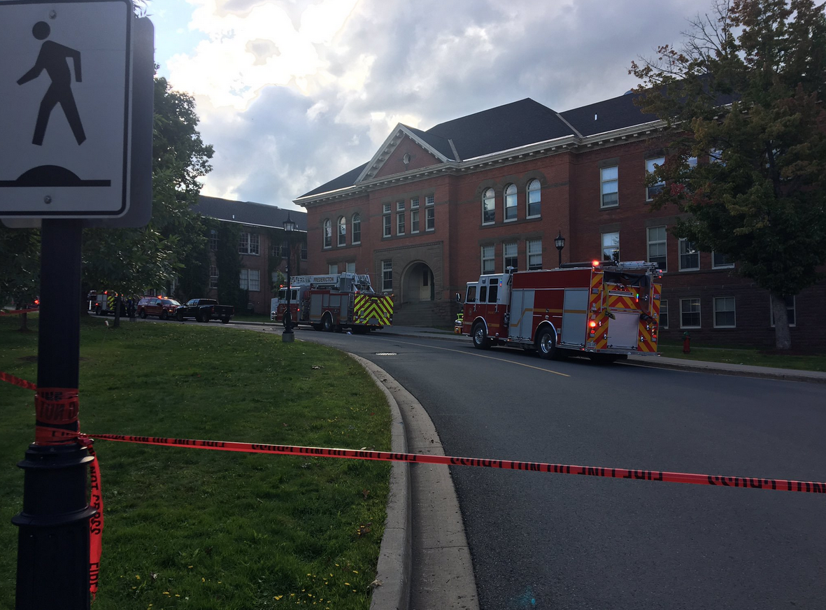 Emergency crews respond to Head Hall at UNB Fredericton on Thursday, Sept. 12, 2019. 