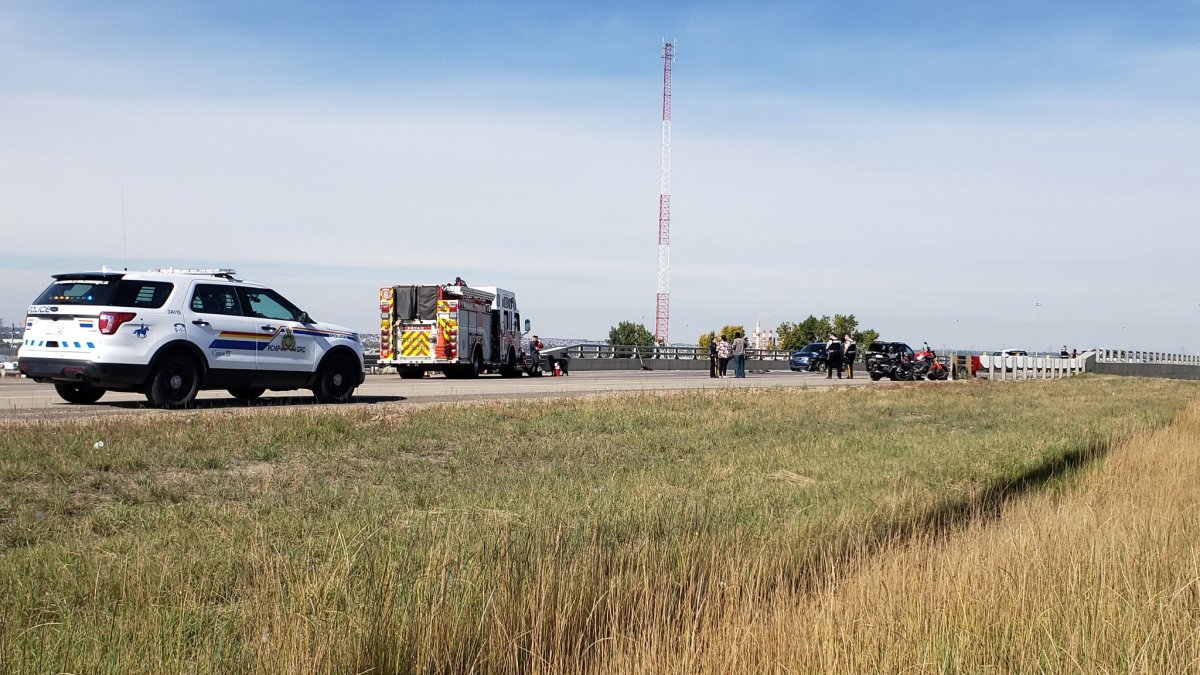 A collision between a vehicle and two motorcycles on Anthony Henday Drive on the east side of Edmonton. Sunday, September 15, 2019. 