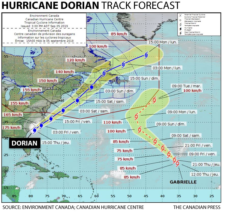 Cancellations begin as Dorian moves toward Canada’s East Coast - image