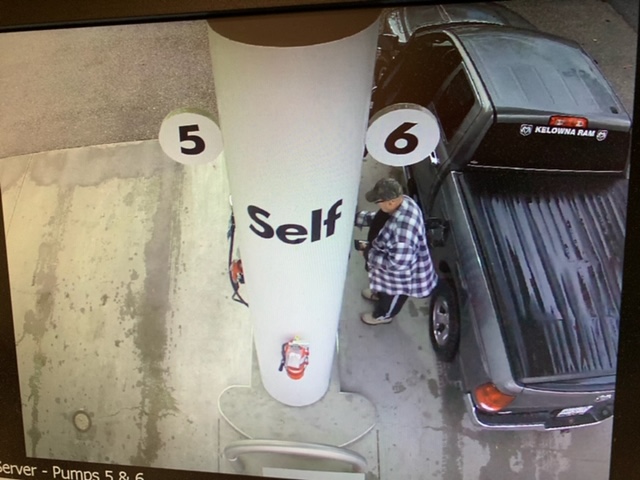 A still image from gas station surveillance video shows Gordon Solloway putting gas in his truck in Rutland on Thursday morning.