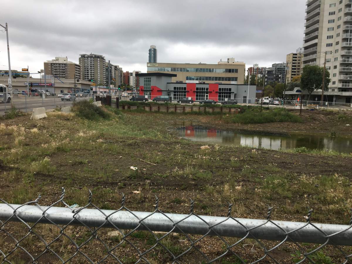 A lot owned by Regency Developments sits empty on Jasper Avenue at 114 Street.