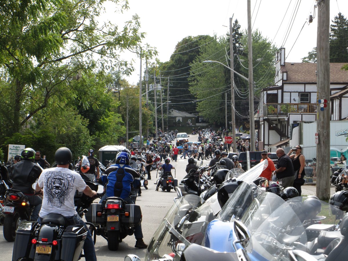 Police say about 75,000 descended on the small community of Port Dover for Friday the 13th festivities.
