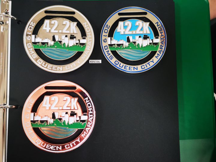 The marathon’s gold, silver and bronze medals boast slightly different detail than the rest.