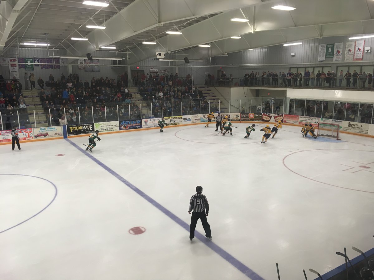 The game put an exclamation point on a very successful Hockey Day in Huron County in support of the Tanner Steffler Foundation as more than 1,000 fans packed into the Central Huron Community Centre.
