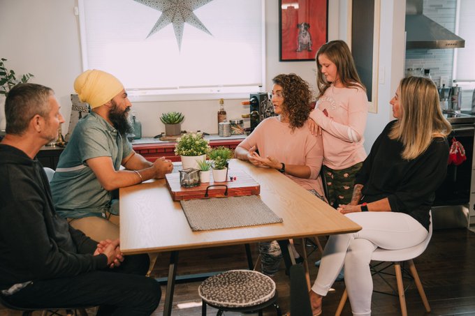 A "kitchen table conversation" with an east end family started federal NDP Jagmeet Singh's day in Hamilton on Tuesday. 