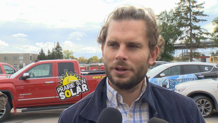 Wascana Solar Co-operative president Josh Campbell speaks to Global News on September 21st.