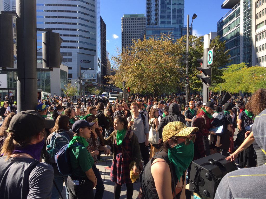 Anti-capitalist protest  near Square Victoria on Sept. 27, 2019.