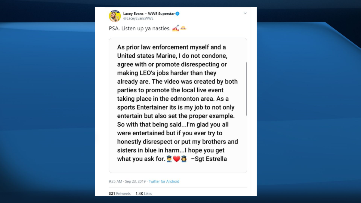 Wrestler Lacey Evans has clarified a video that went viral was a stunt.