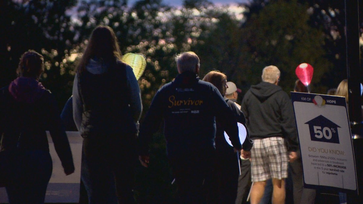 Lethbridge residents affected by blood cancer gather to 'Light the Night' at Henderson Lake Park on September 21, 2019.