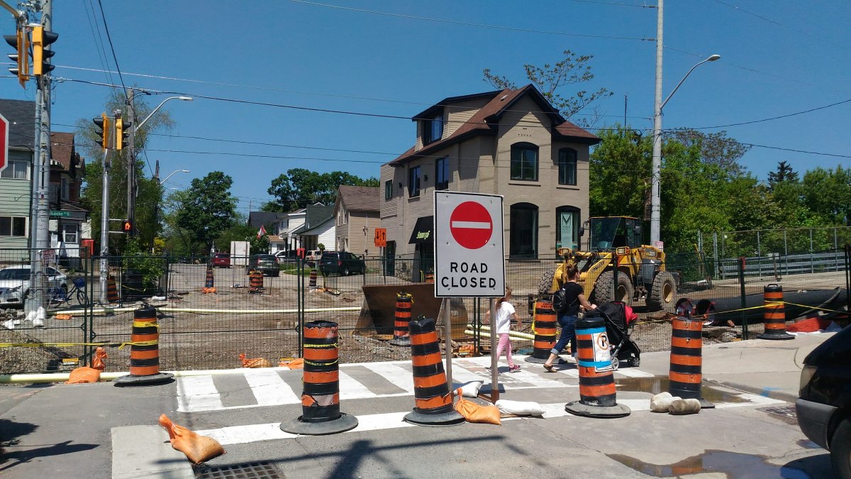 Photo of Locke Street during road construction in June 2019.