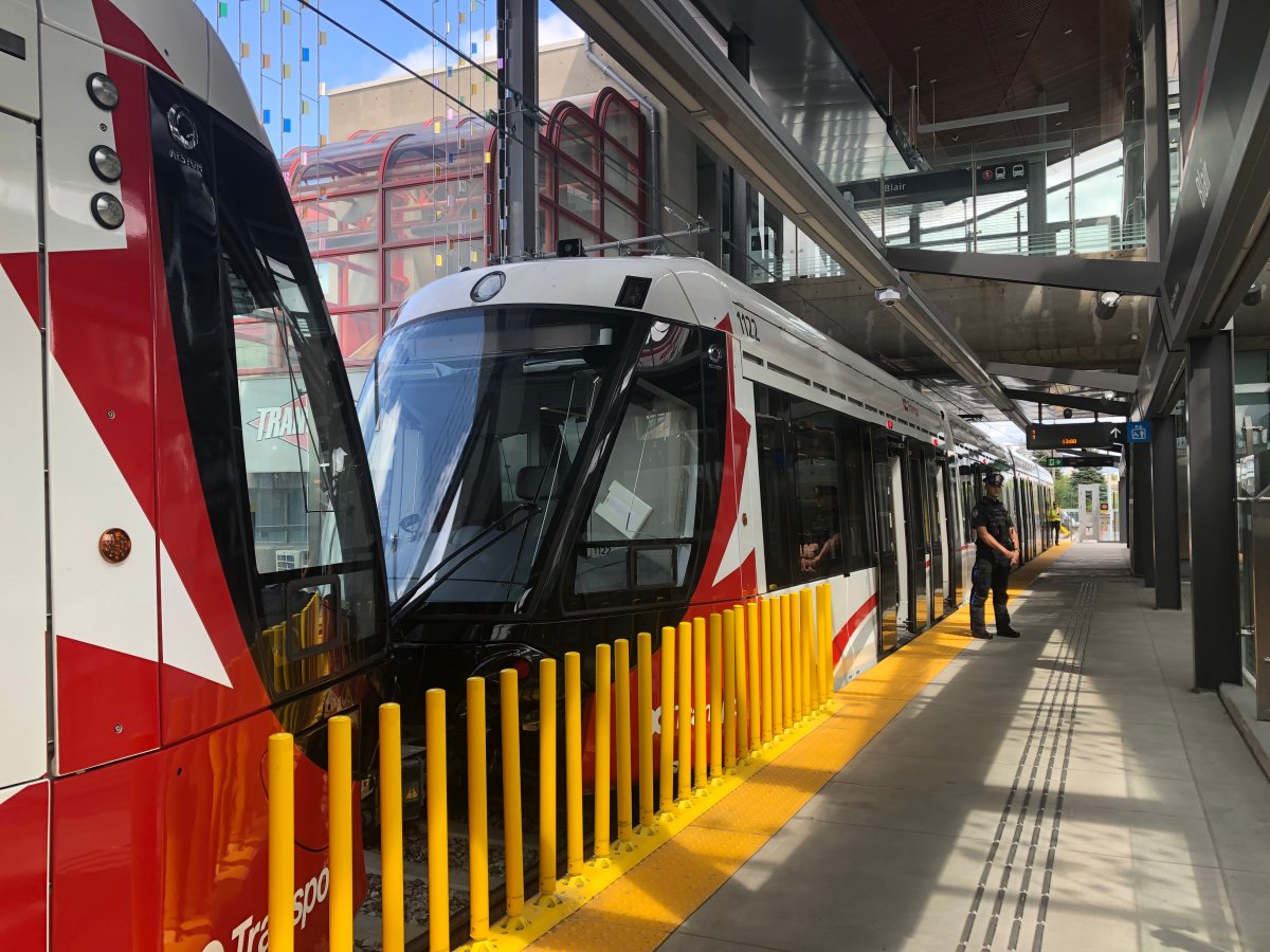 A Confederation Line train is pictured here at Blair Station in Ottawa's east end on Aug. 23, 2019. The LRT system is set to open to riders on Sept. 14, 2019.