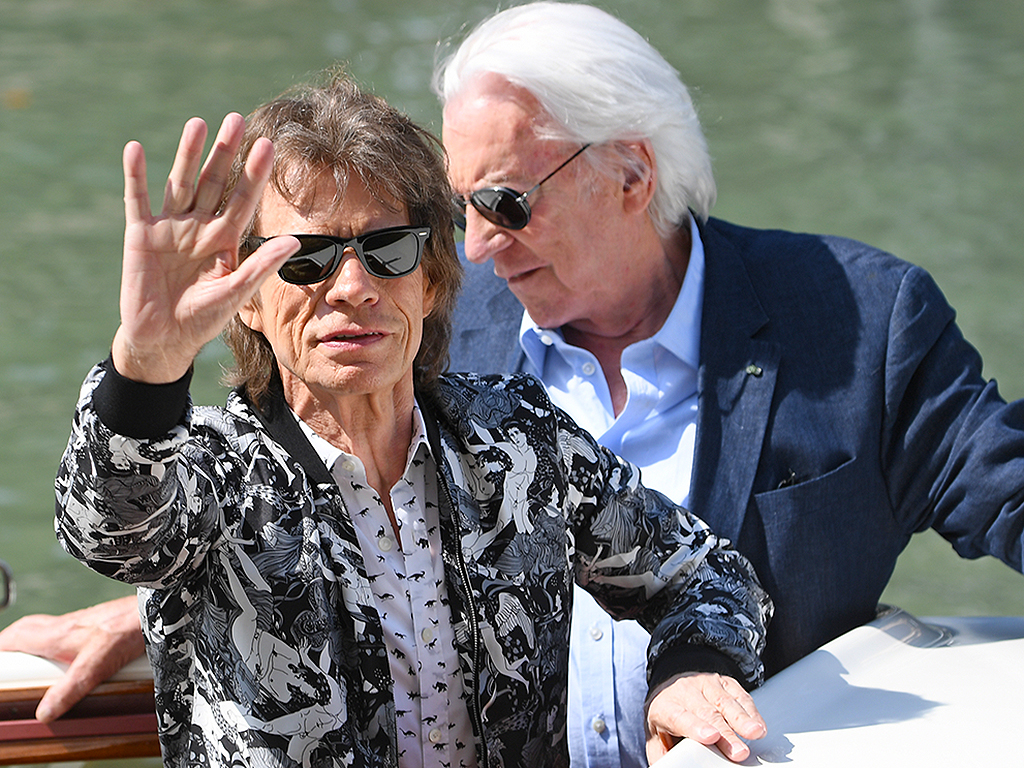 (L-R) Mick Jagger and Donald Sutherland are seen arriving at the 76th Venice Film Festival on Sept. 7, 2019 in Venice, Italy.