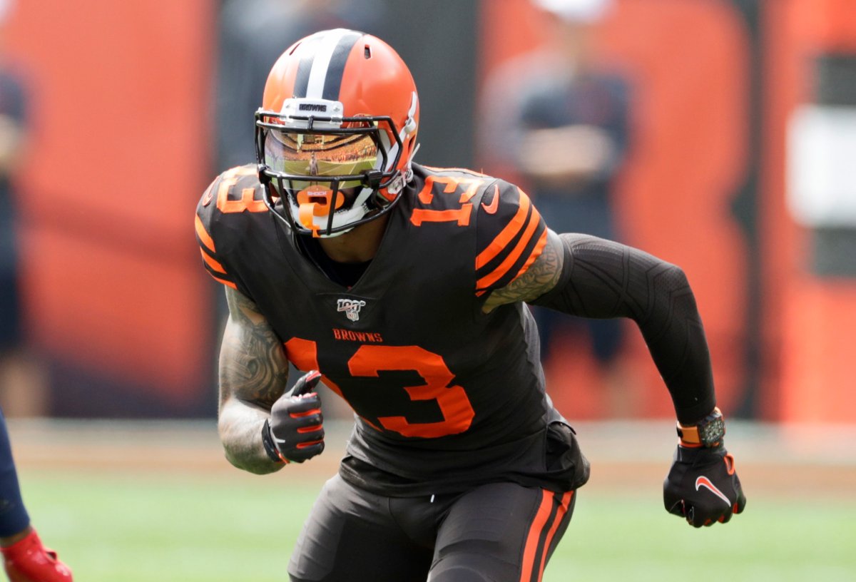 Cleveland Browns wide receiver Odell Beckham Jr. runs a route during the first half in an NFL football game against the Tennessee Titans, Sunday, Sept. 8, 2019, in Cleveland.