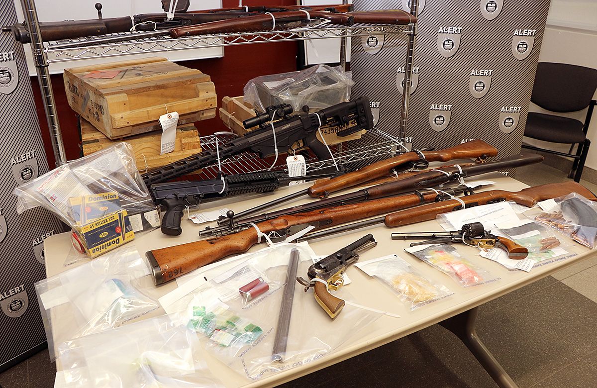 Some of the items seized during a search on Sept. 11, 2019 of a home in Red Deer's Clearview Ridge subdivision.