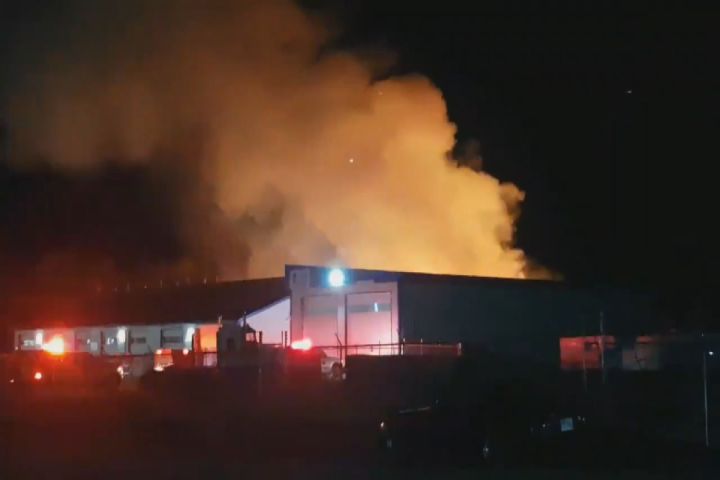 A fire broke out Friday night at an industrial garage on Clearview Drive at the Mckenzie Industrial Business Park in south Red Deer.