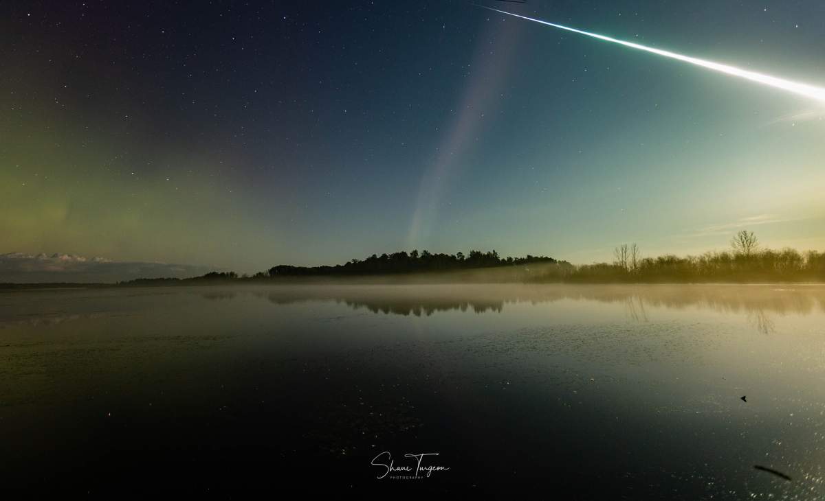 Alberta photographer Shane Turgeon, who was out photographing northern lights near Westlock, captured the meteor streaking across the sky on Saturday, Aug. 31, 2019.