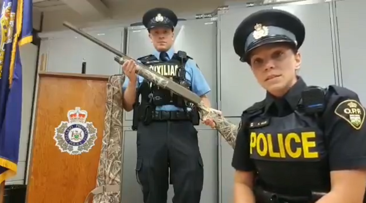 OPP say the shotgun was found on the side of Highway 401 on Friday.