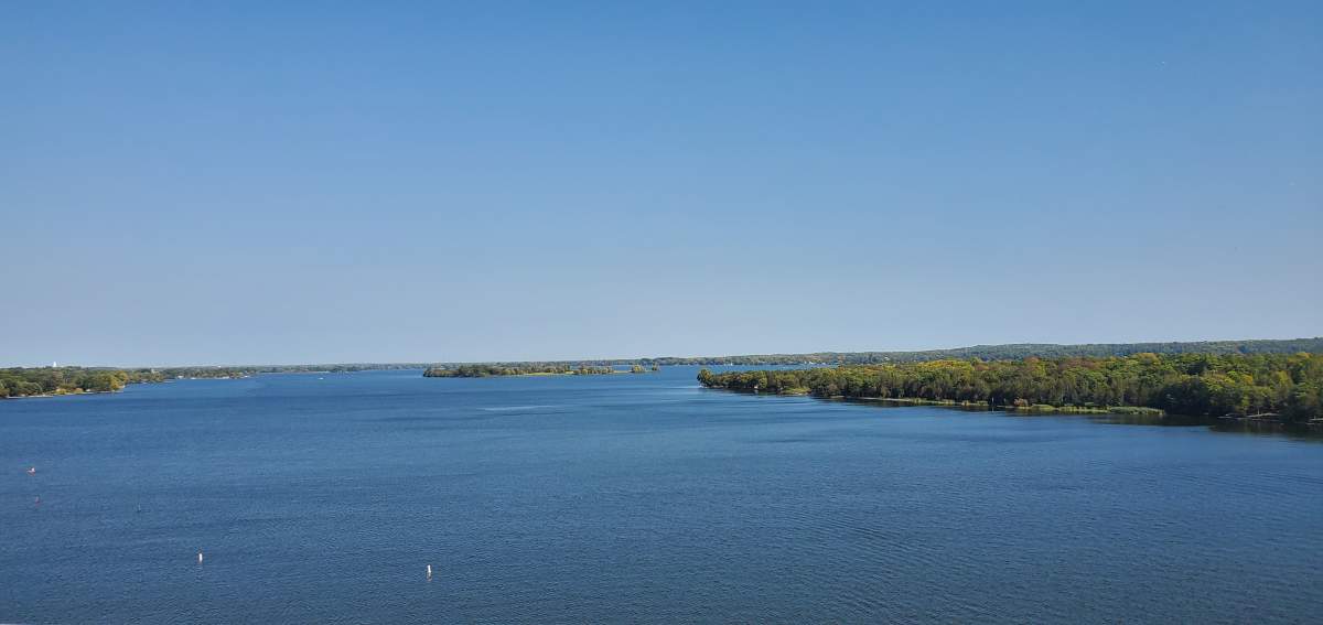 View of the Bay of Quinte and Prince Edward County from the Skyway Bridge. The Department of Fisheries and Oceans has levied a $20,000 fine in connection to a infill project they say destroyed a fish habitat on the Bay of Quinte.