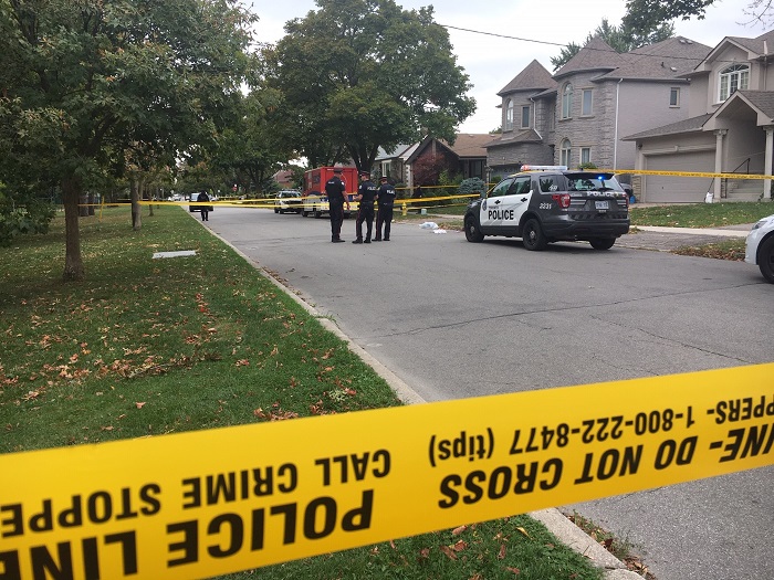 Scene where a woman was stabbed multiple times in the city's north end on Monday.