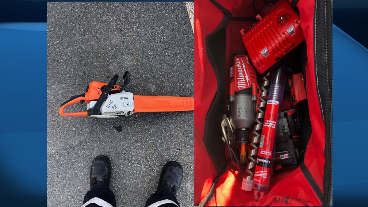 Nova Scotia Power says Stihl chainsaws and Milwaukee drill kits were stolen from locked E. Holland and K-Line trucks.