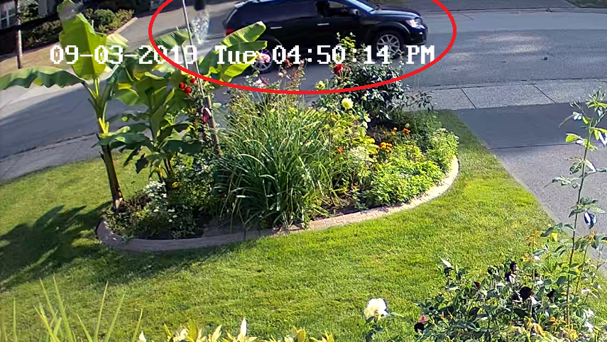 A suspect vehicle police say is linked to a shooting in Fraser Heights on Tuesday.