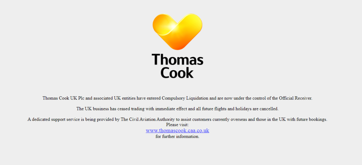 Thomas Cook world s oldest travel company has collapsed