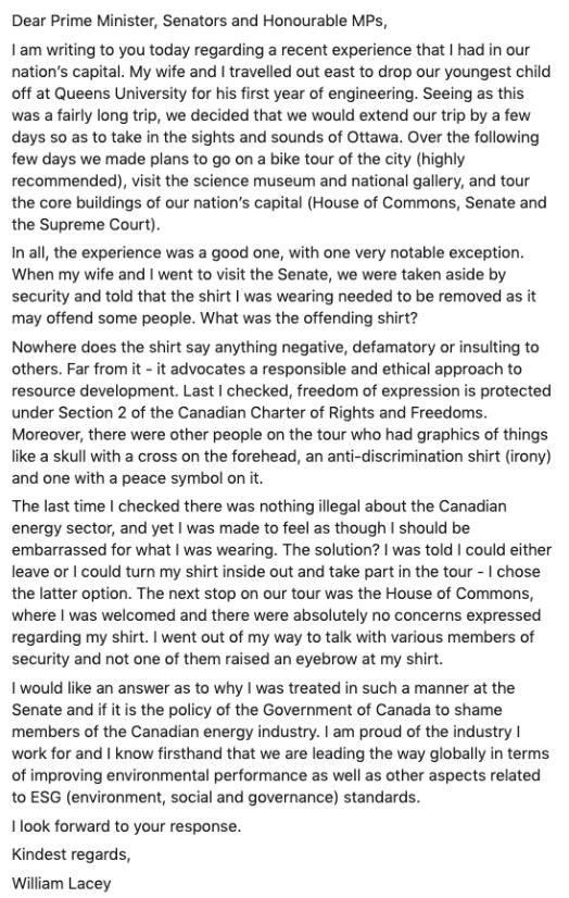 William Lacey’s open letter