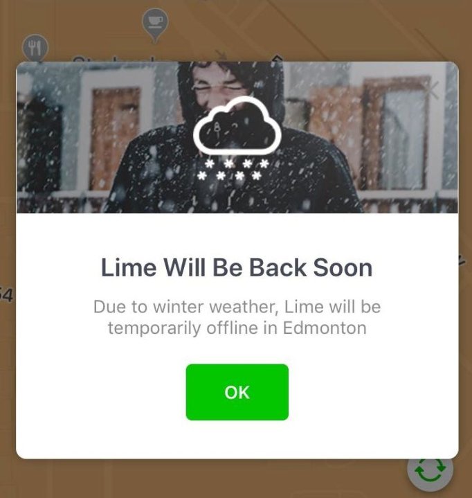 Winter weather means escooters likely done for season in Edmonton