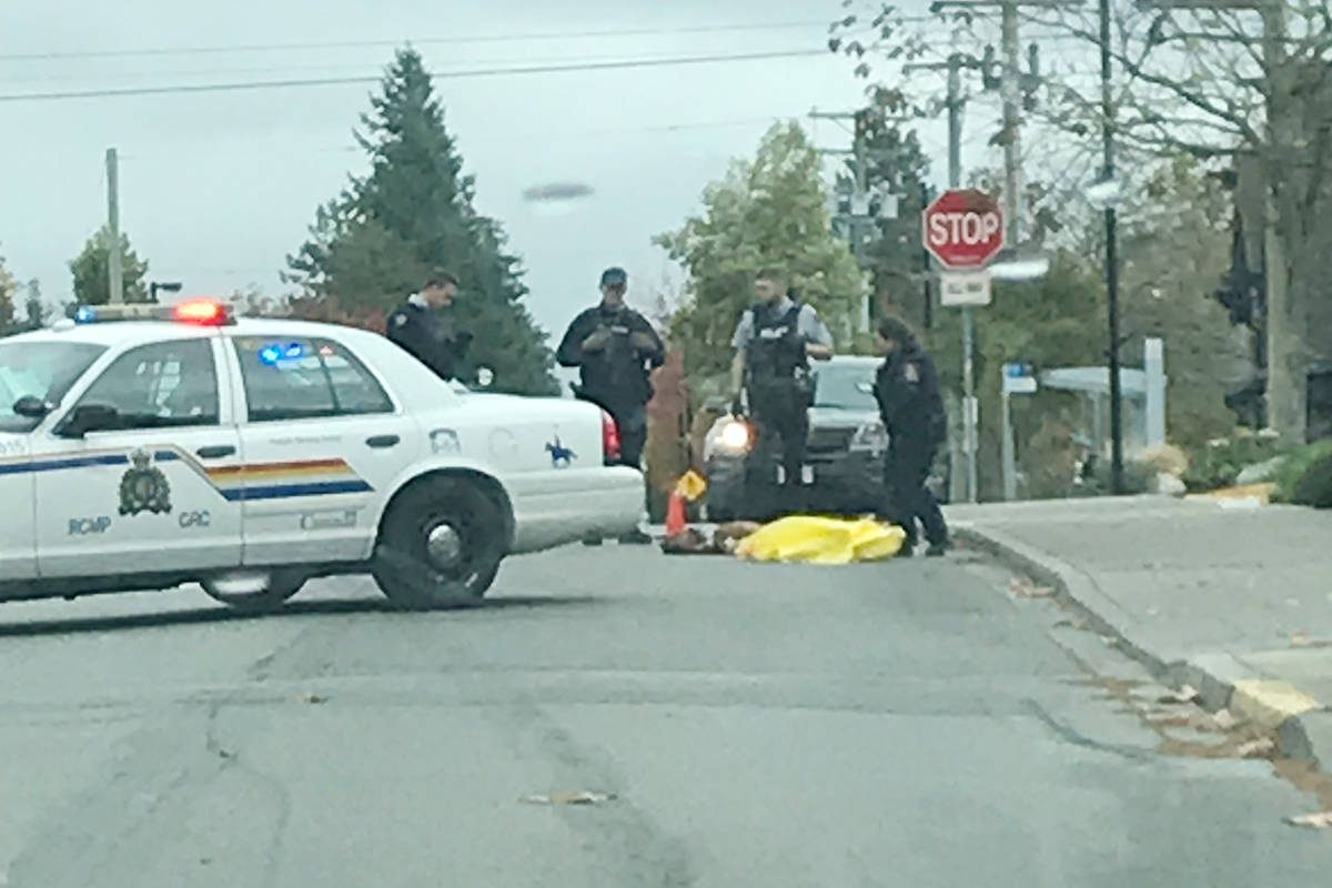 Surrey RCMP says it was forced to shoot an aggressive dog on Sunday. 