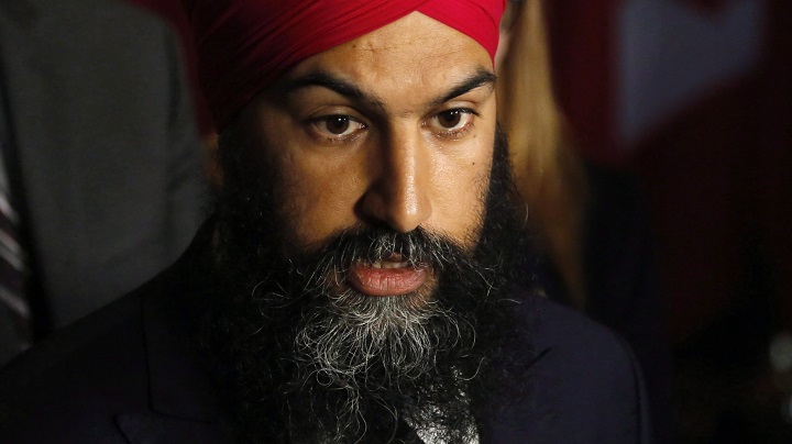 NDP Leader Jagmeet Singh speaks about the harassment allegations against Saskatchewan MP Erin Weir outside the House of Commons on Parliament Hill in Ottawa on May 3, 2018.  File Photo.