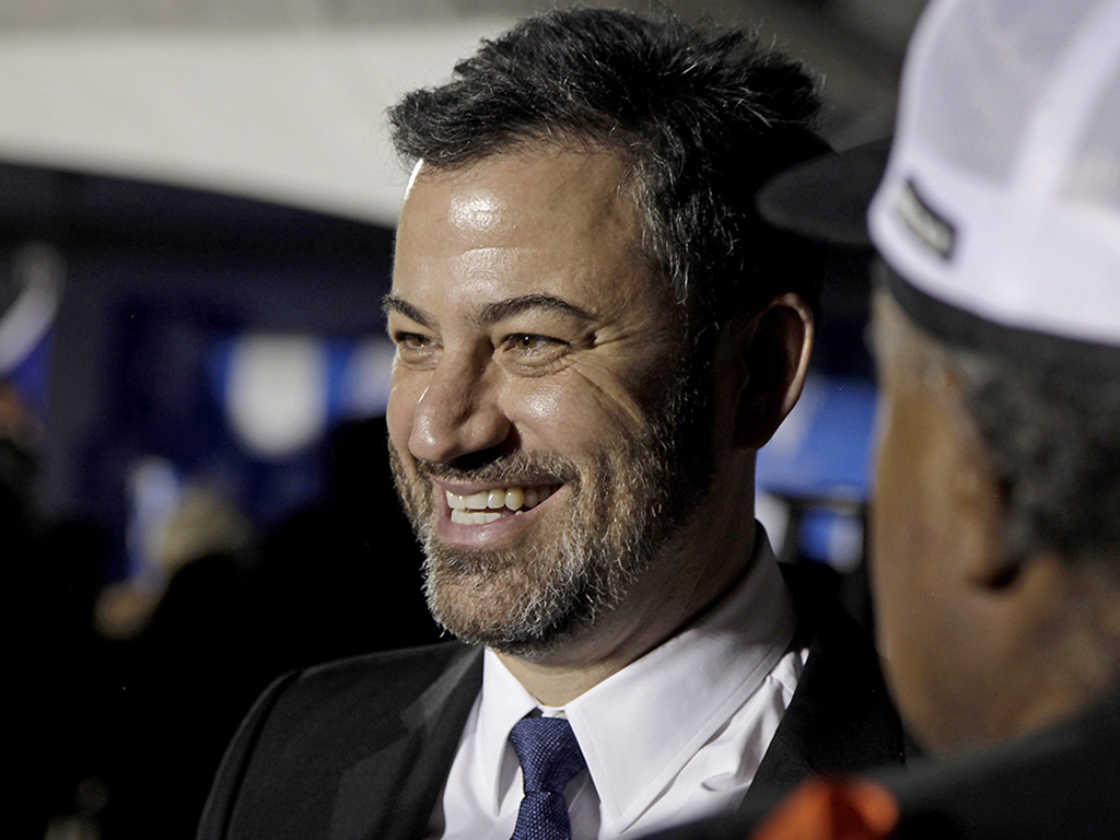 Jimmy Kimmel greets fans during a rally for U.S. Senate candidate Jacky Rosen in Las Vegas, Nev., on Nov. 2, 2018.