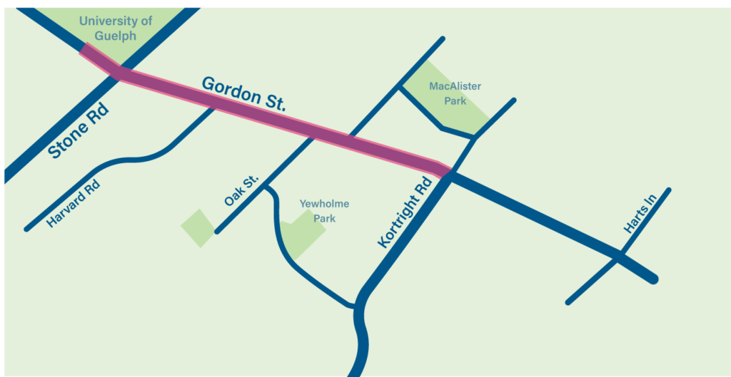 City of Guelph testing out temporary busonly lane on Gordon Street