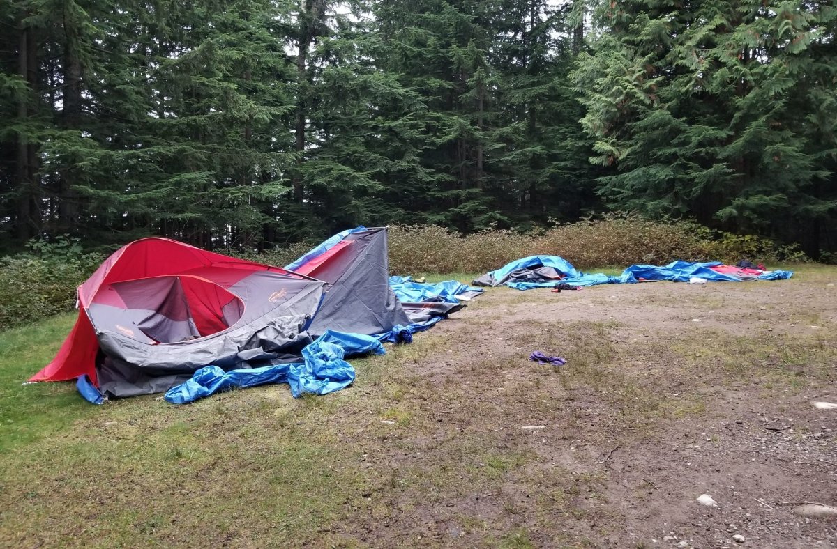 Tents belonging to the 3rd Richmond Sea Dragon Sea Scout Group were destroyed by a black bear who came face-to-face with the troop leaders on Oct. 13, 2019.