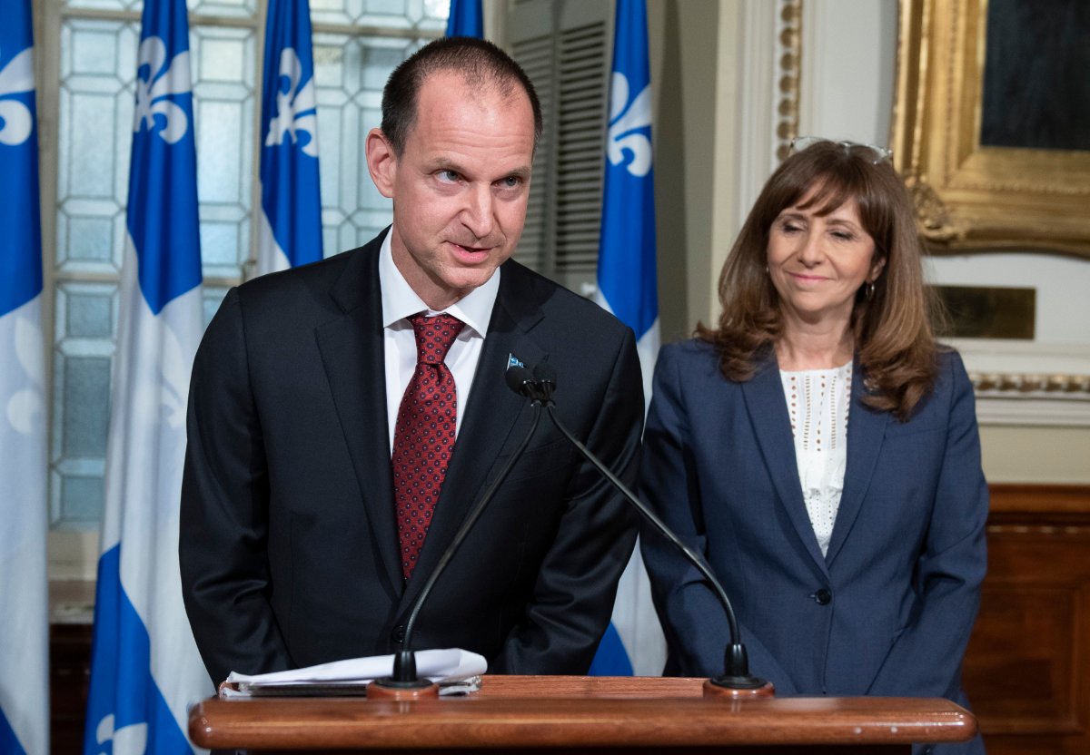 Quebec Finance Minister Eric Girard announces measures to help media, Wednesday, October 2, 2019 at the legislature in Quebec City. 