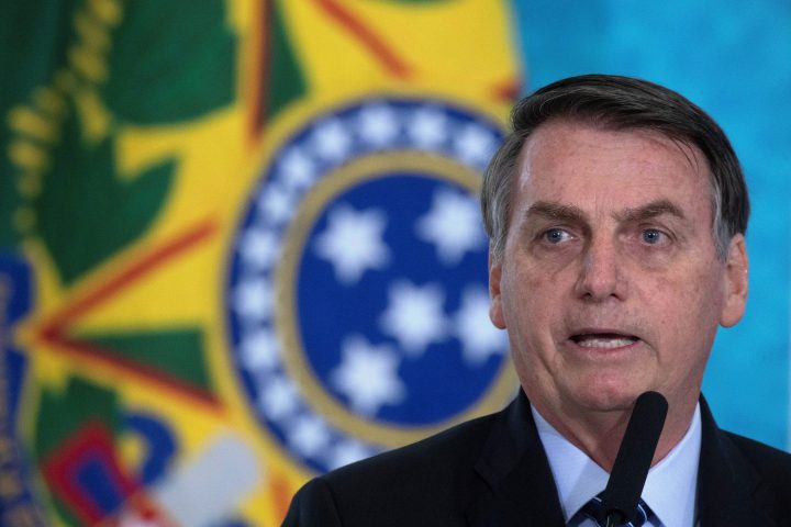 Brazilian president Jair Bolsonaro speaks during the launch of the campaign against crime, at the Palacio do Planalto, in the city of Brasilia, Brazil, 03 October 2019. 