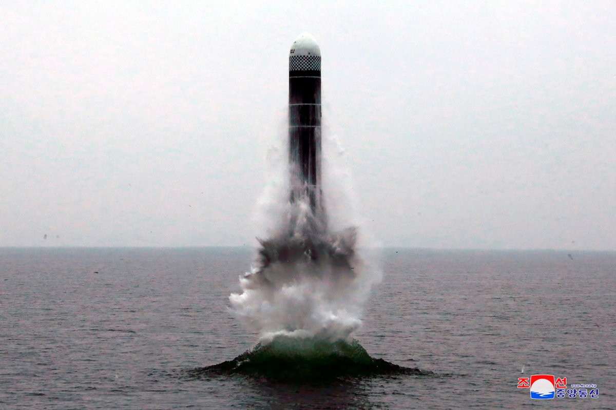 In this Wednesday, Oct. 2, 2019, file photo provided by the North Korean government, an underwater-launched missile lifts off in the waters off North Korea's eastern coastal town of Wonsan.